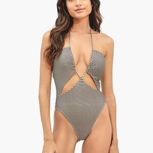 VIX Paula Hermanny Eve One Piece Swimsuit NEW nwt sz Small Gingham